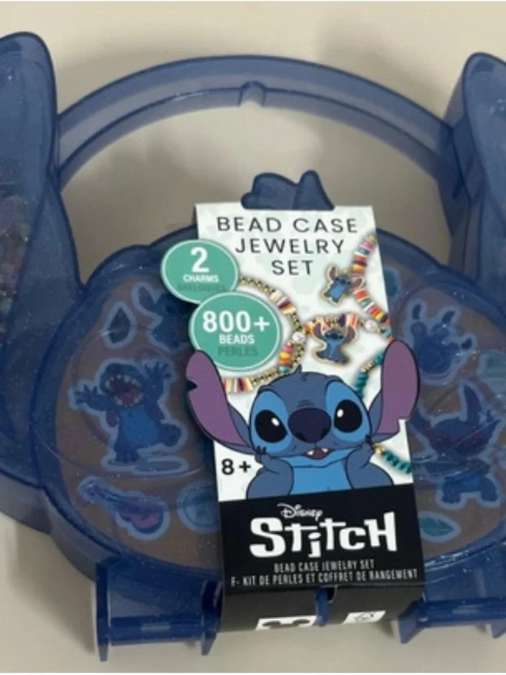 Disney Stitch Blue Bead Case Jewelry Set with Multicolor Beads